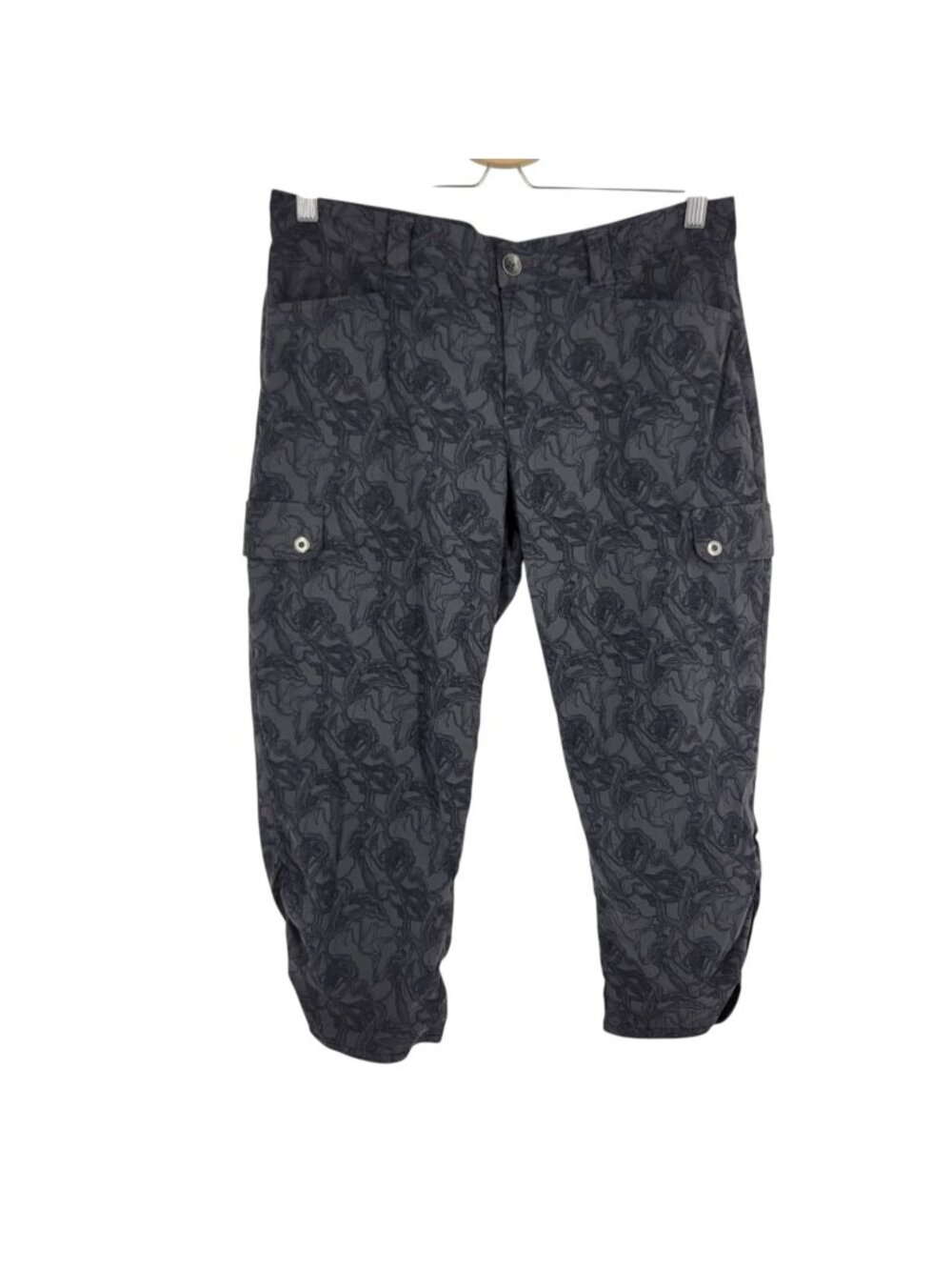 Eddie Bauer Size 10 Floral Cargo Capri Pants Stretch Hiking Outdoor Travel